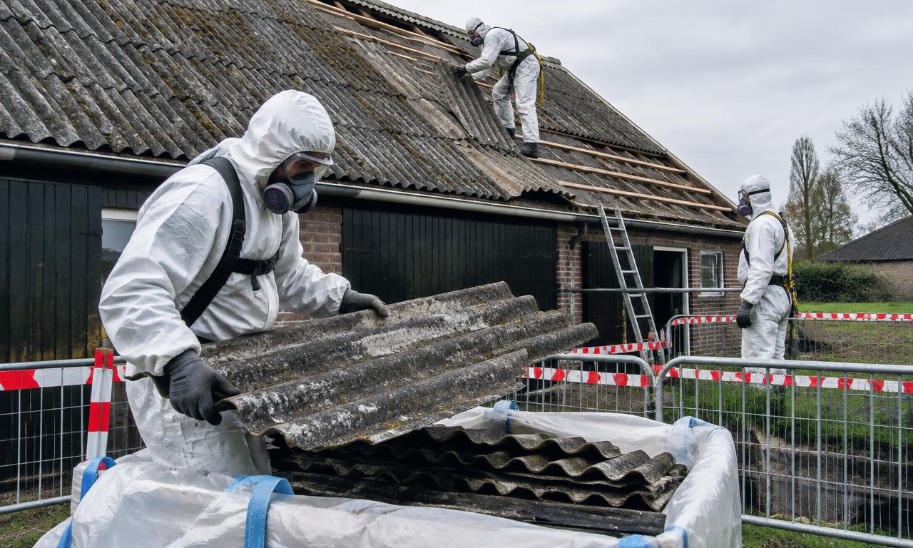 Asbestdak gesaneerd